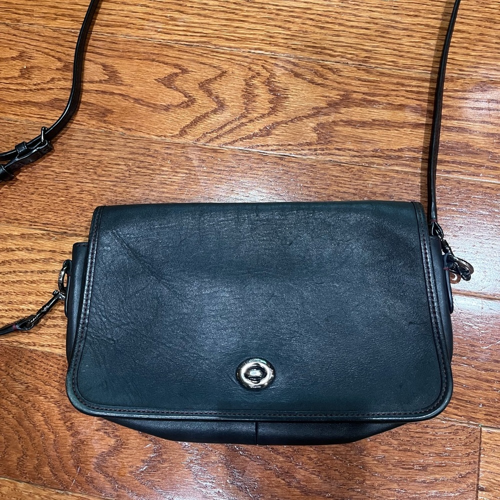 Black Leather Coach Crossbody Bag